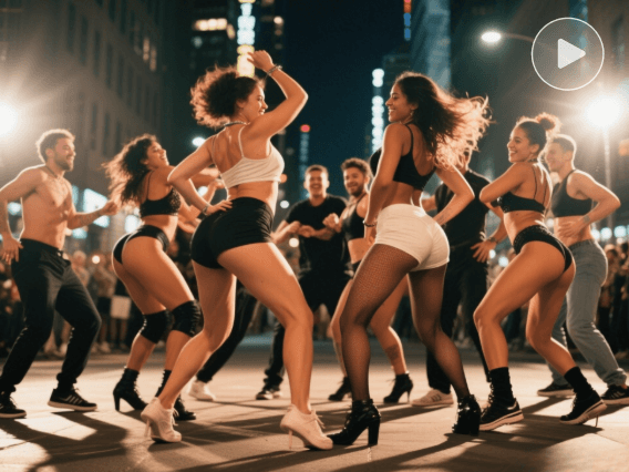 A group of people twerk party