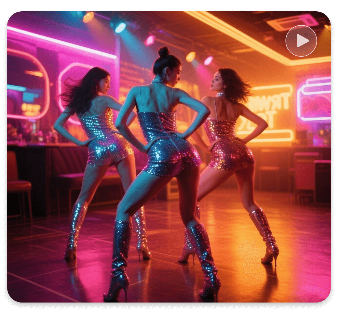 Create a group of girl twerk in the club