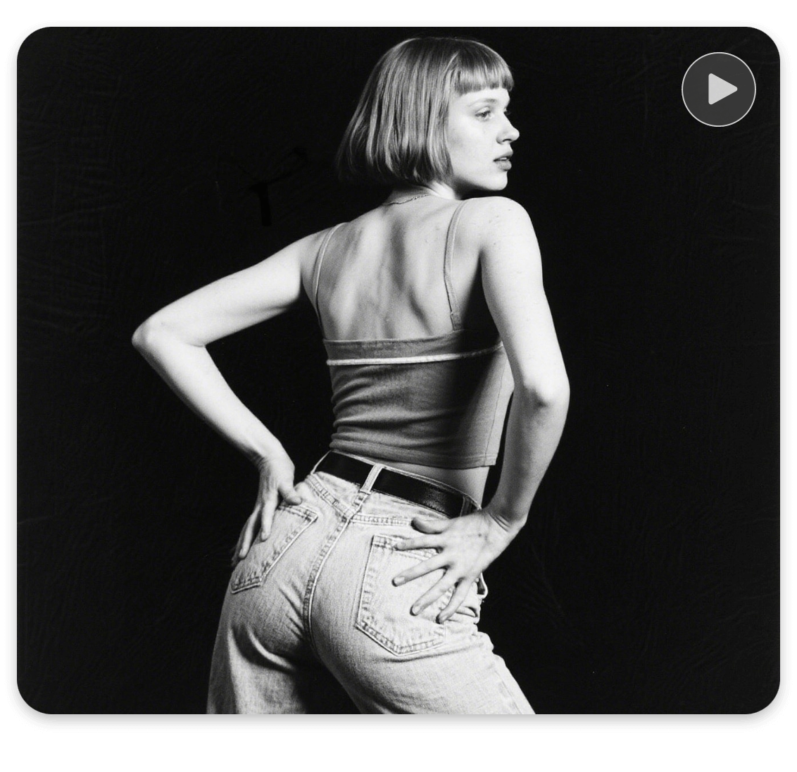 Twerk the girl in a black and white old photo